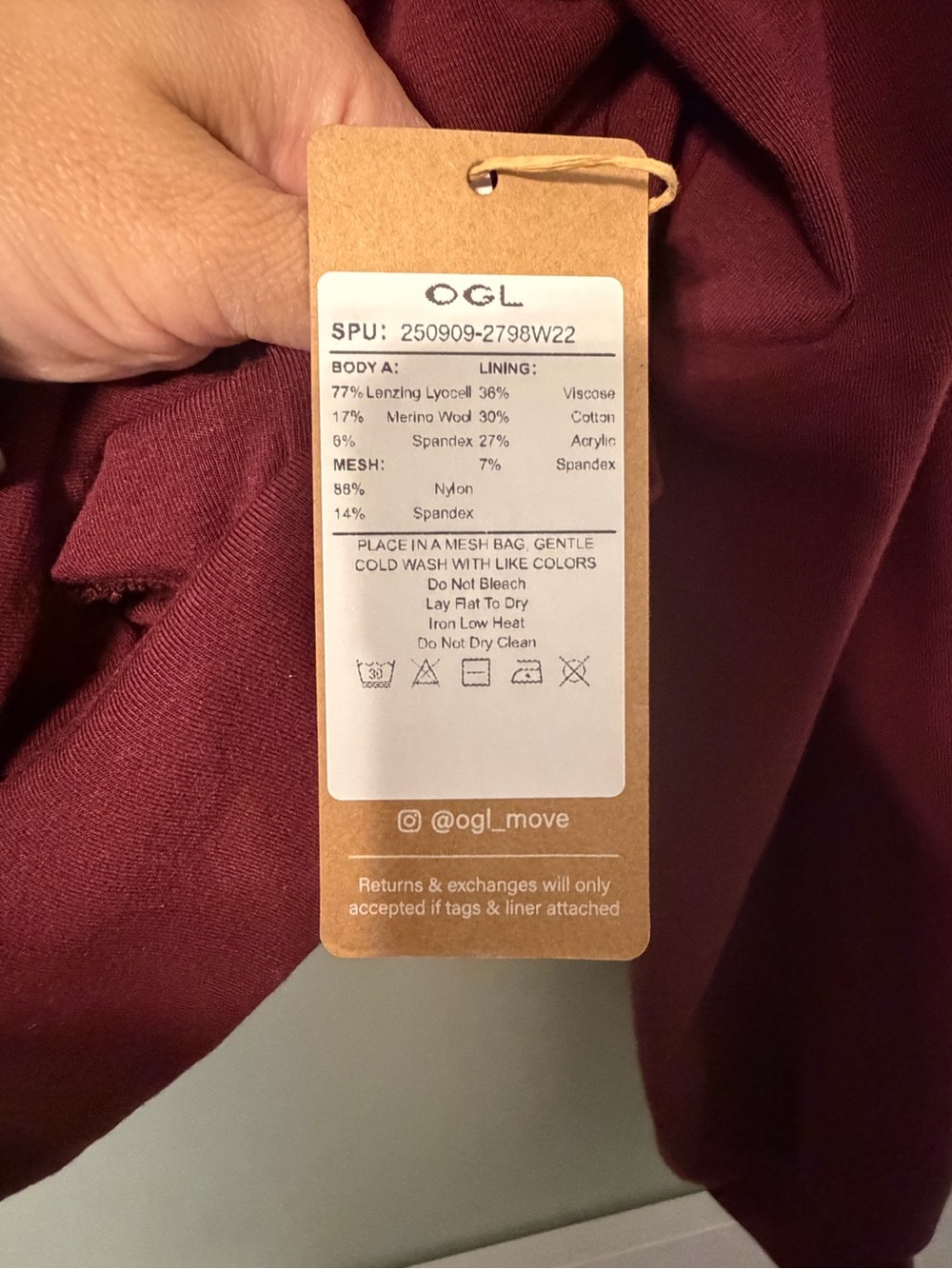 OGL Women's Long Sleeve Cropped Sweatshirt - Burgundy - Picture 2 of 5